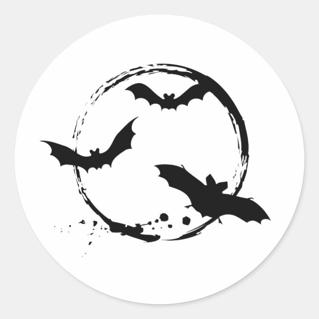 Pegatina Redonda Bates de Halloween con luna (Anverso)