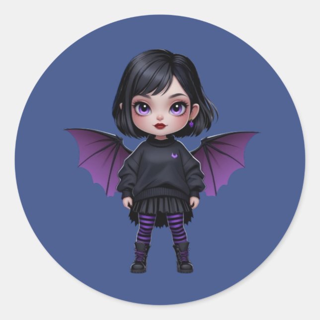 Pegatina Redonda Batgirl gótico (Anverso)