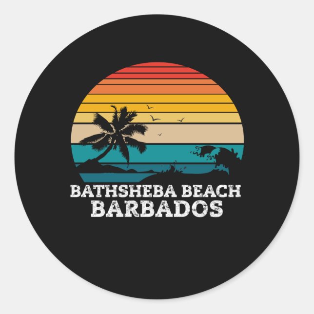 PEGATINA REDONDA BATHSHEBA BEACH BARBADOS (Anverso)