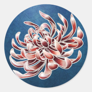 Pegatina Redonda Batik Chrysanthemum