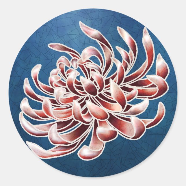 Pegatina Redonda Batik Chrysanthemum (Anverso)