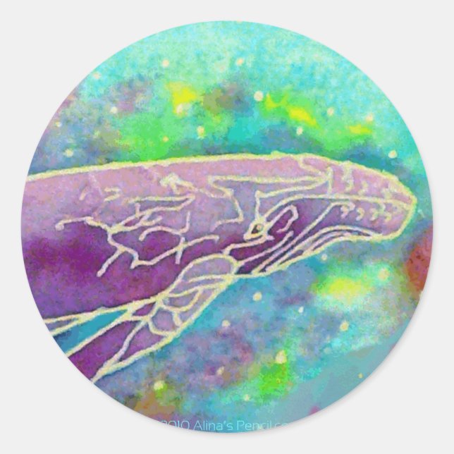 Pegatina Redonda Batik Humpback Whale Art (Anverso)