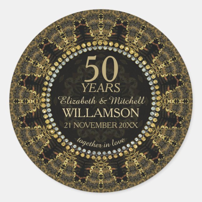 Pegatina Redonda Batik Sunshine Gold Aniversario  (Anverso)