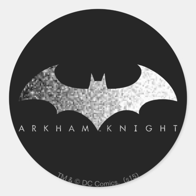 Pegatina Redonda Batman Arkham Knight Pixel Logo (Anverso)