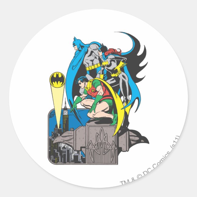 Pegatina Redonda Batman/Batgirl/Robin (Anverso)