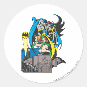 Pegatina Redonda Batman/Batgirl/Robin
