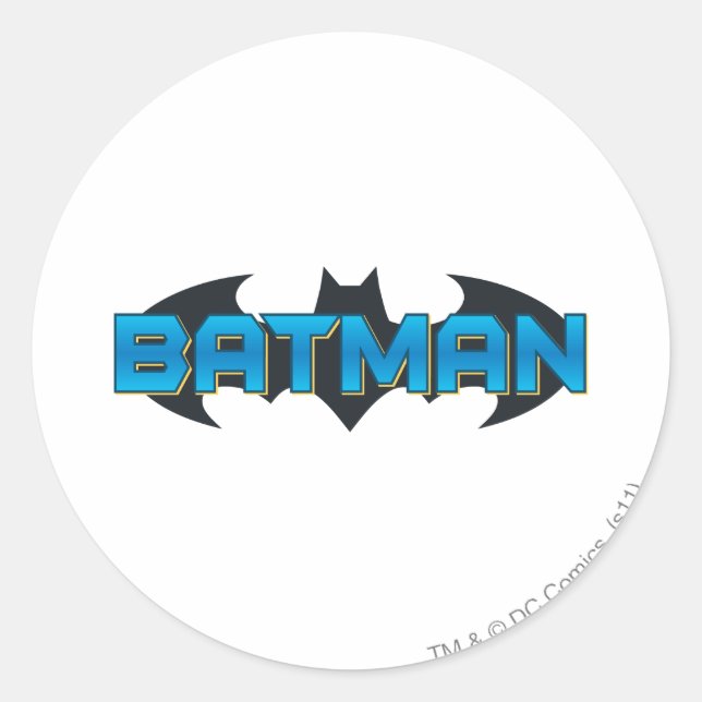 Pegatina Redonda Batman | Blue Name Logo (Anverso)