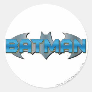 Pegatina Redonda Batman   Blue Name Logo