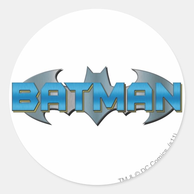 Pegatina Redonda Batman | Blue Name Logo (Anverso)