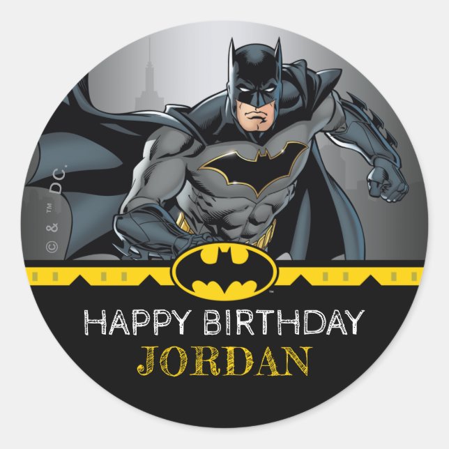 Pegatina Redonda Batman | Chalkboard Happy Birthday (Anverso)