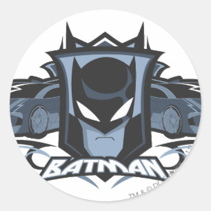 Pegatina Redonda Batman con batmobiles