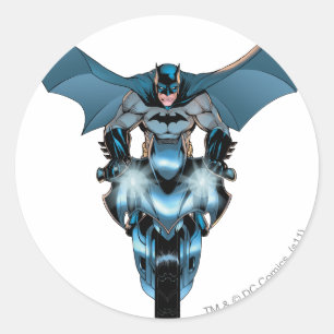 Pegatina Redonda Batman en bicicleta con capa
