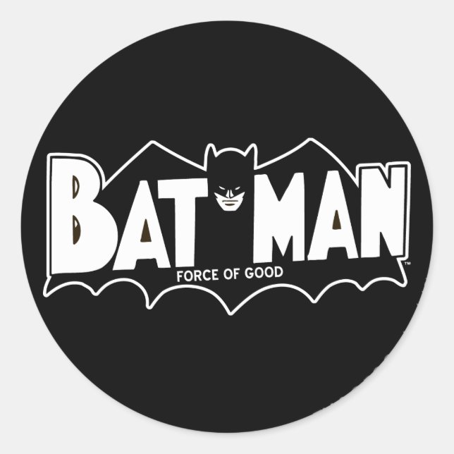 Pegatina Redonda Batman | Fuerza del logotipo de Good 60s (Anverso)