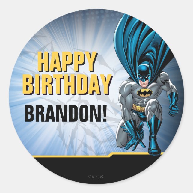 Pegatina Redonda Batman | Happy Birthday (Anverso)