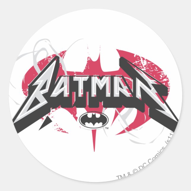 Pegatina Redonda Batman | Logo rojo y negro (Anverso)