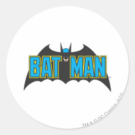 Pegatina Redonda Batman | Logotipo negro azul vintage