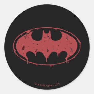 Pegatina Redonda Batman   Logotipo Oozing Red Bat