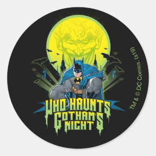 Pegatina Redonda Batman   Quién atormenta la noche de Gothams