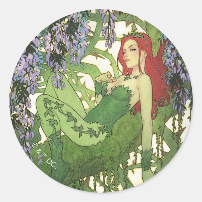 Pegatina Redonda Batman Rebirth Poison Ivy Cover Illustration (Anverso)