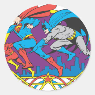 Pegatina Redonda Batman + Superman + Flash