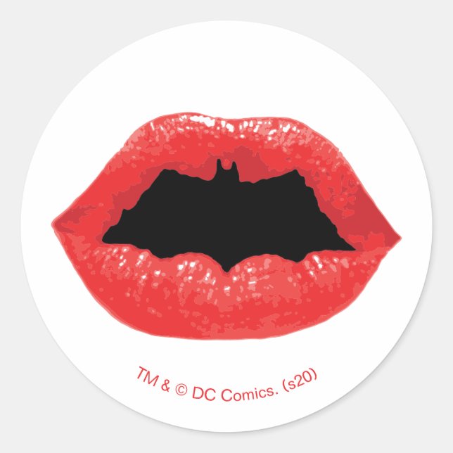 Pegatina Redonda Batman Valentine | Labios (Anverso)