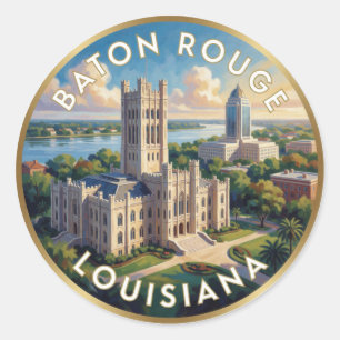 Pegatina Redonda Baton Rouge Capitolio del Estado de Luisiana