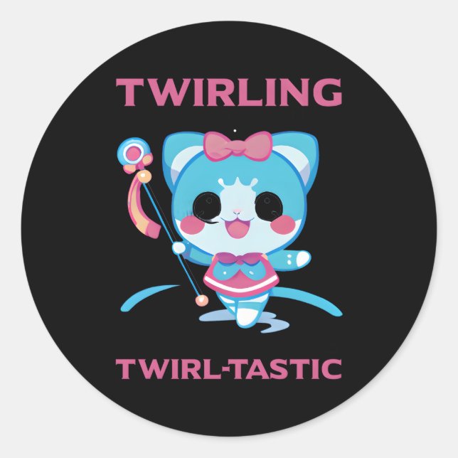 Pegatina Redonda Baton Twirler Cita Para Baton Y Majorette (Anverso)