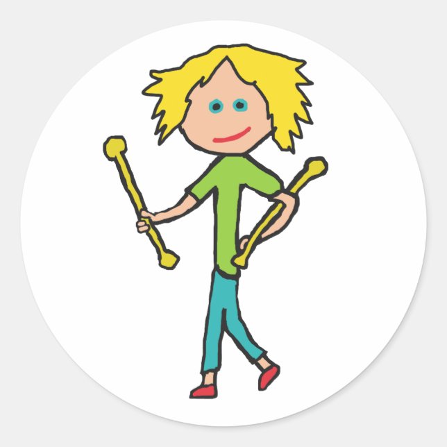 Pegatina Redonda Baton Twirling (Anverso)