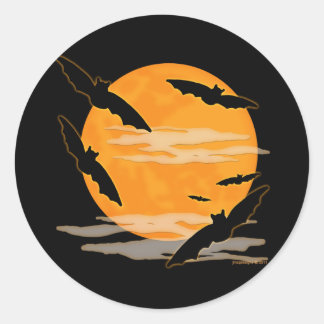 Pegatina Redonda Bats de Halloween de Luna Llena