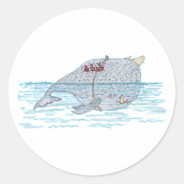 Pegatina Redonda Battle Horn-Whale