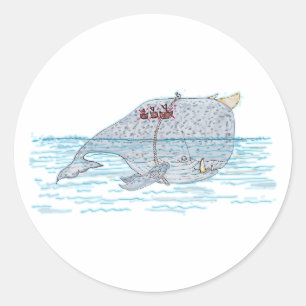 Pegatina Redonda Battle Horn-Whale