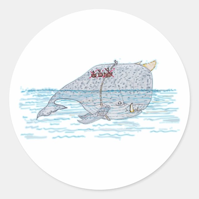 Pegatina Redonda Battle Horn-Whale (Anverso)