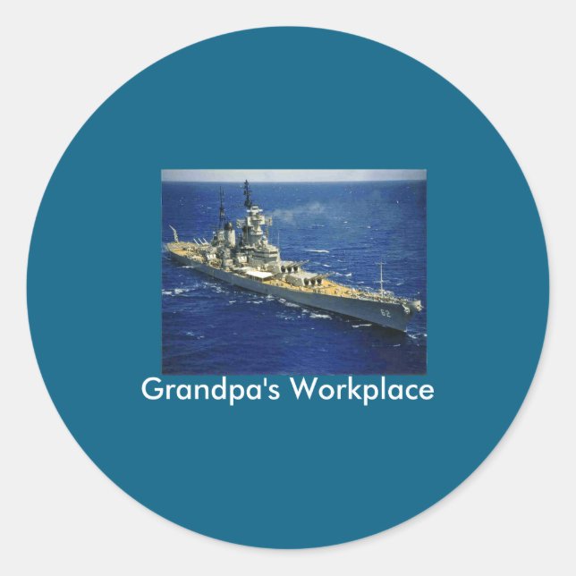 Pegatina Redonda Battleship Uss New Jersey  (Anverso)