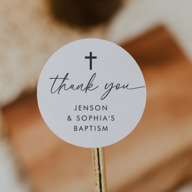 Pegatina Redonda Bautismo conjunto (Zazzle Joint Baptism Classic Round Sticker)