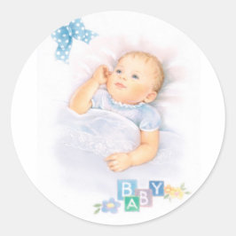 Pegatina Redonda Bautismo de niño bebé, cristiandad