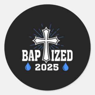Pegatina Redonda Bautizado 2025 Iglesia del Bautismo de Agua del Je