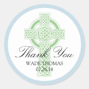 Pegatina Redonda Bautizo CRUZADO, ducha o primera comunión