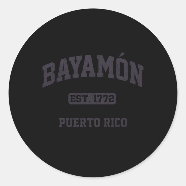 Pegatina Redonda Bayamã ³ en Puerto Rico Estilo Atlético de Bandera (Anverso)
