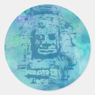 Pegatina Redonda Bayon Face Blue