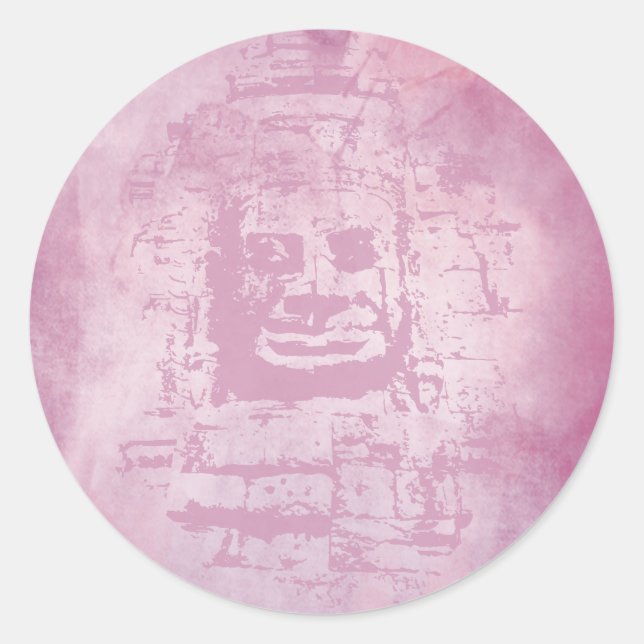 Pegatina Redonda Bayon Face Pink (Anverso)
