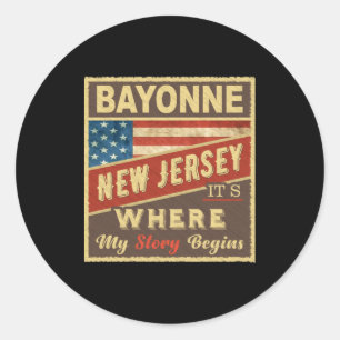 Pegatina Redonda Bayonne Nj Es Donde Comienza Mi Historia