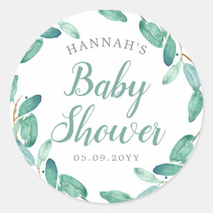 Pegatina Redonda Bayou Botanicals Greenery Baby Shower