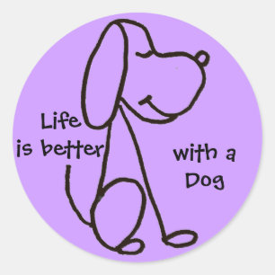 Pegatina Redonda BB- La vida es mejor con los Pegatinas de perros