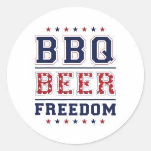 Pegatina Redonda Bbq Beer Freedom 1