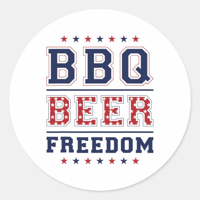 Pegatina Redonda Bbq Beer Freedom 1 (Anverso)