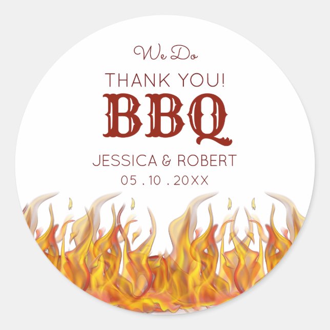 Pegatina Redonda BBQ Flaming Hot  (Anverso)