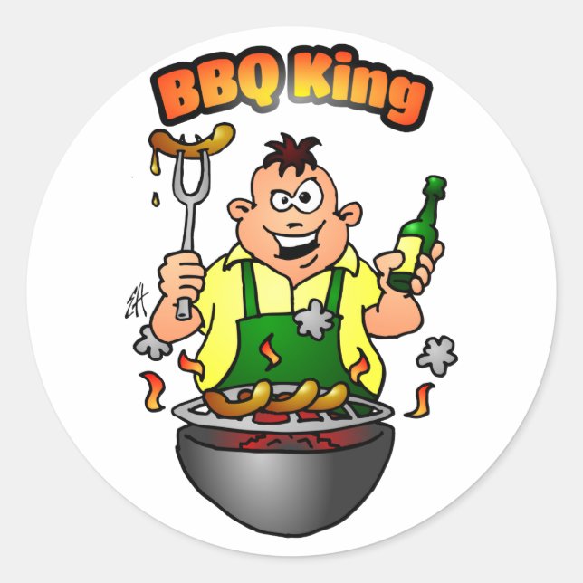 Pegatina Redonda BBQ King (Anverso)