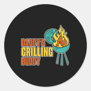 Pegatina Redonda Bbq Mastercl de la familia Buddy de papá