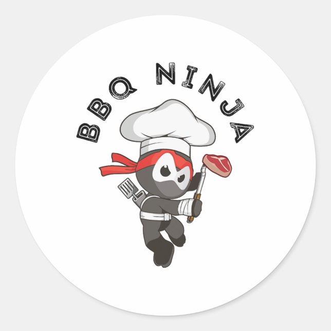 Pegatina Redonda Bbq Ninja (Anverso)