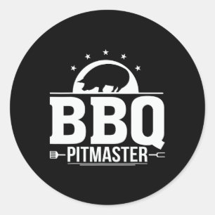 Pegatina Redonda Bbq Pitmaster Grill Master Tee Para Amantes De Byr